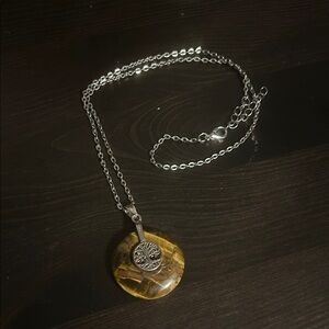 EARTHBOUND Silver and Brown Tree Pendant Necklace